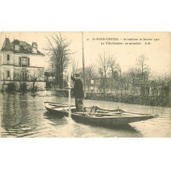 Inondation et Crue de 1910. SAINT-MAUR CRETEIL 94. Villa Schacken Sauveteur. Tampon Legoy