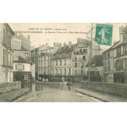 Inondations et Crue de 1910. VILLENEUVE-SAINT-GEORGES. Place Saint-Georges 94. Pont Yerres. Hôtel du Petit Matelot...