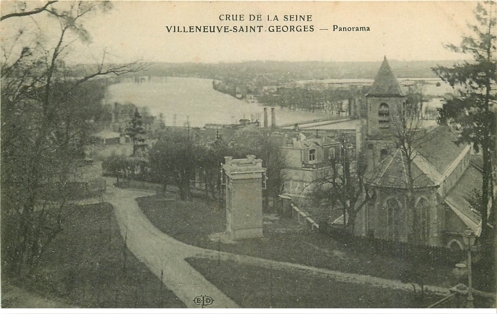 Inondations et Crue de 1910. VILLENEUVE-SAINT-GEORGES 94. Panorama
