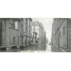 Inondation et Crue de PARIS 07 1910. Rue de Lille. Carte mignonette 13.5 x 7 cm