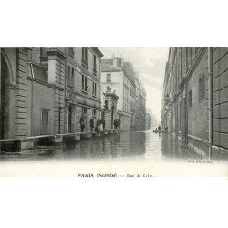 carte postale ancienne Inondation et Crue de PARIS 1910. Rue de Lille. Carte mignonette 1' x 8 cm. Lait Appenzell