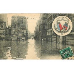 Inondation et Crue de PARIS 1910. Rue Théophile Roussel et Passy