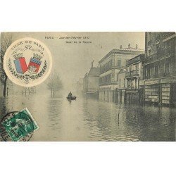 carte postale ancienne Inondation et Crue de PARIS 1910. Quai de la Rapée Hôtel des Deux Perdrix. Edition B.G