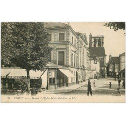 carte postale ancienne 10 TROYES. Théâtre et Eglise 1918