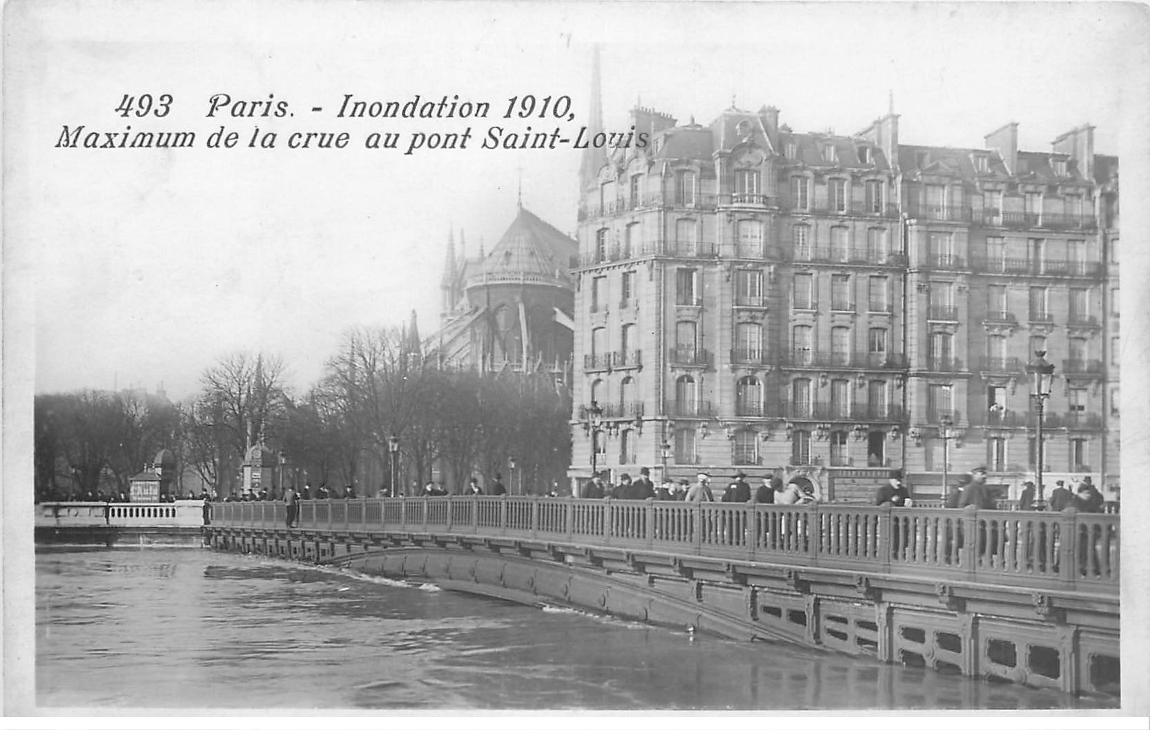 INONDATION ET CRUE PARIS 1910. Pont Saint-Louis