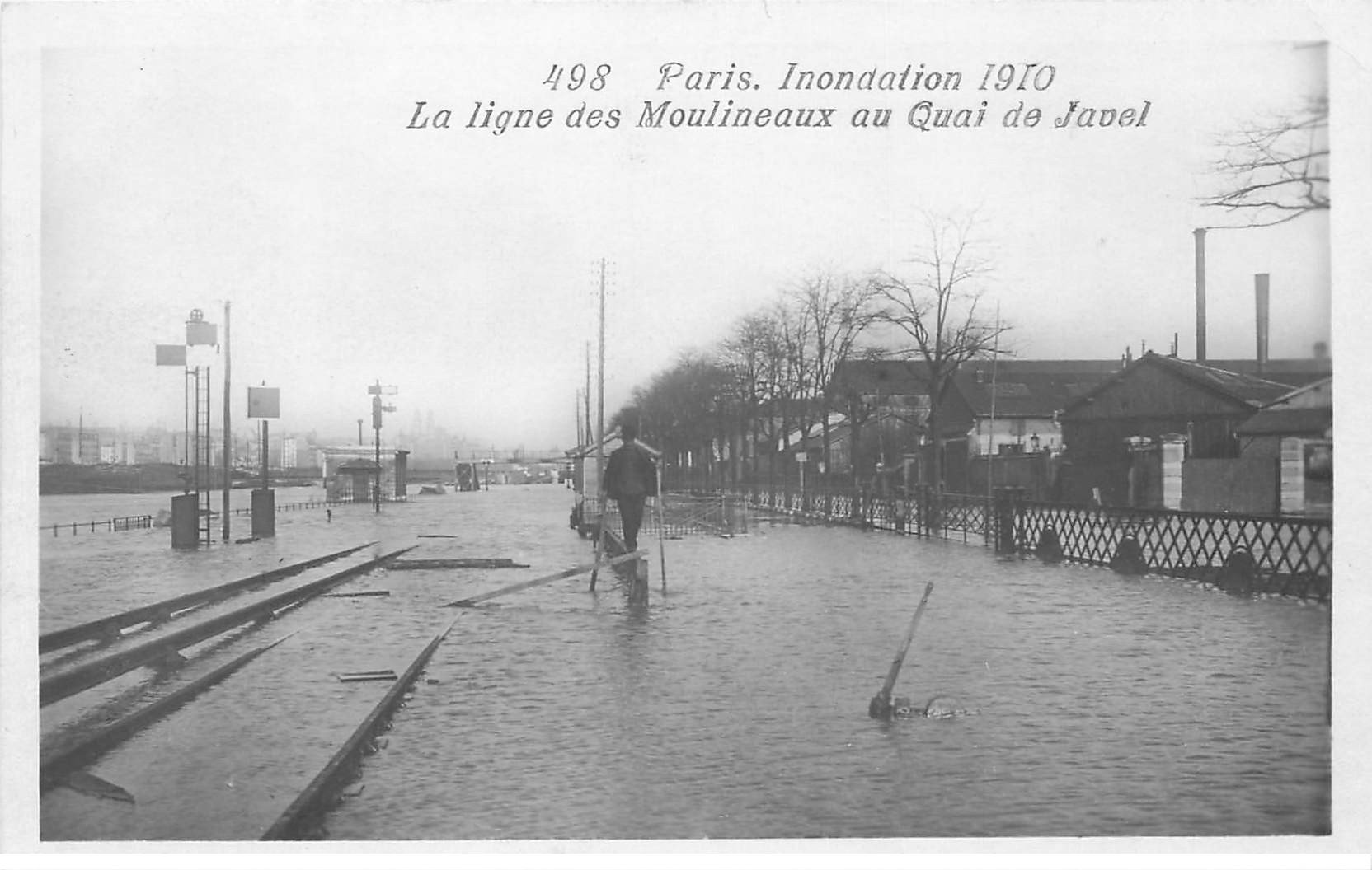 Paris 15 INONDATIONs ET CRUE 1910. Quai de Javel ligne des Moulineaux