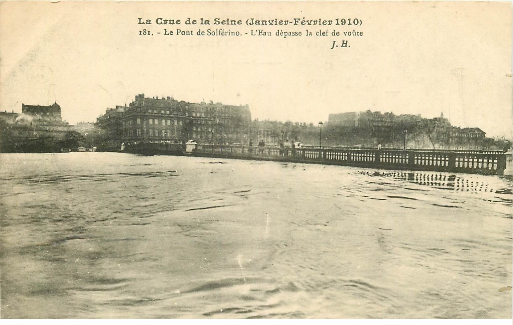 INONDATION ET CRUE PARIS 1910. Pont Solférino
