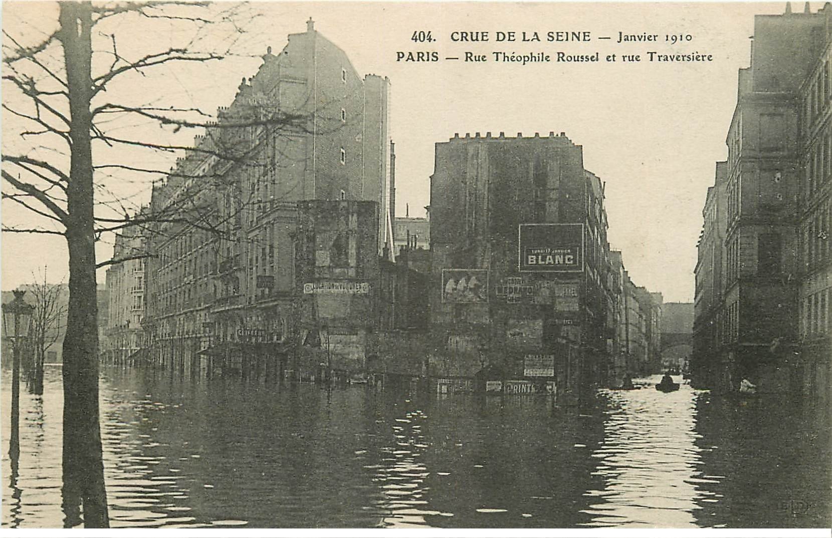 INONDATION ET CRUE PARIS 1910. Rue Roussel et Traversière