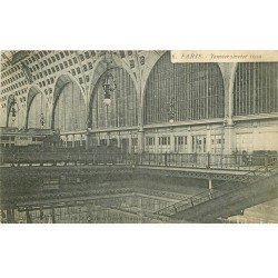 carte postale ancienne INONDATION ET CRUE PARIS 1910. Gare Orsay tranformée en Piscine