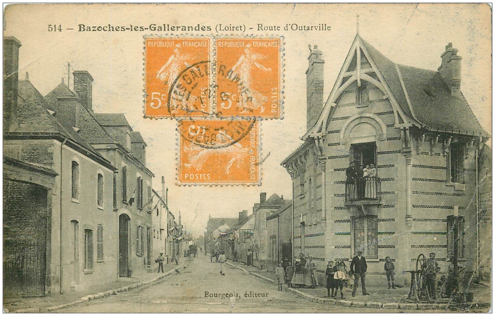 carte postale ancienne 45 BAZOCHES-LES-GALLERANDES. Route d'Outarville 1921