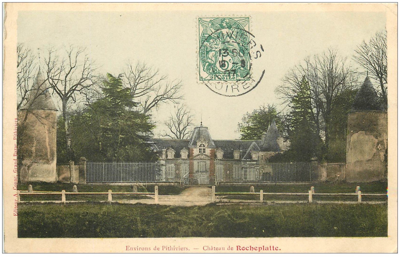 carte postale ancienne 45 CHATEAU DE ROCHEPLATTE 1907