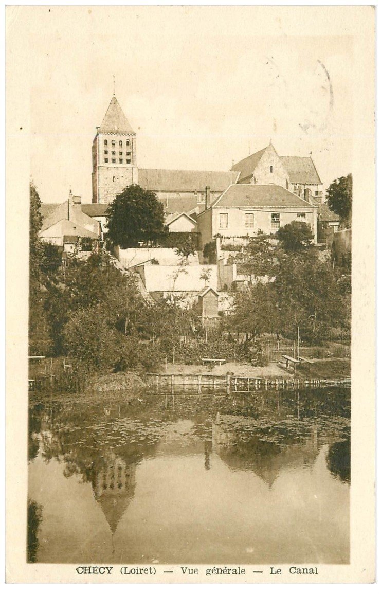 carte postale ancienne 45 CHECY. Le Canal 1949