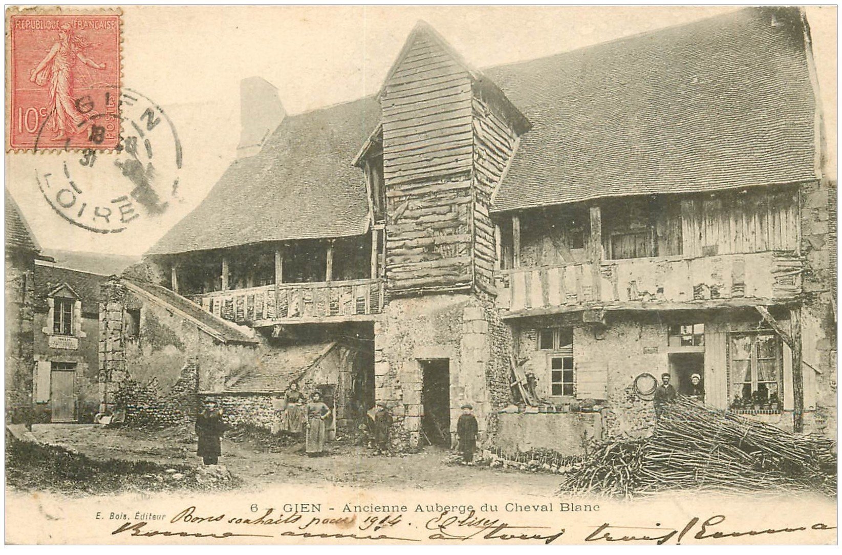 carte postale ancienne 45 GIEN. Ancienne Auberge du Cheval Blanc 1904