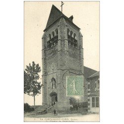 carte postale ancienne 45 LA FERTE-SAINT-AUBIN. L'Eglise et Epicerie vers 1918