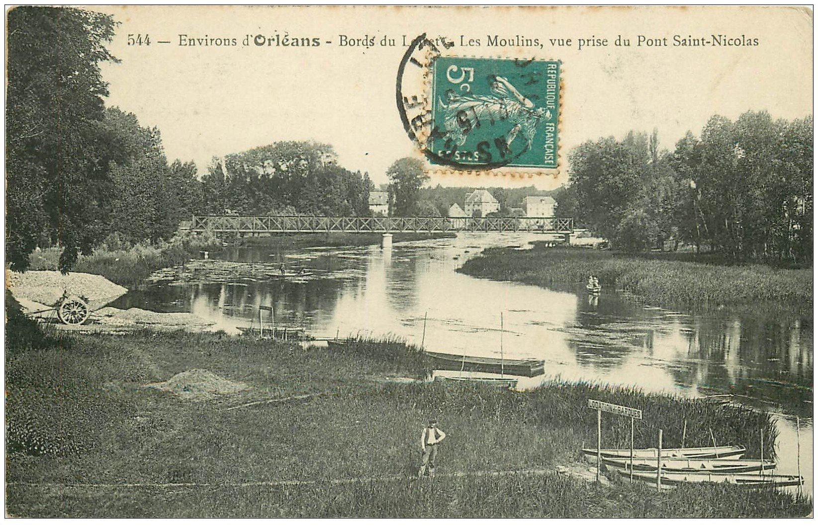 carte postale ancienne 45 LES MOULINS PONT SAINT-NICOLAS 1911