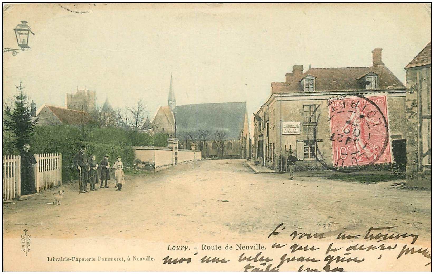 carte postale ancienne 45 LOURY. Route de Neuville 1905