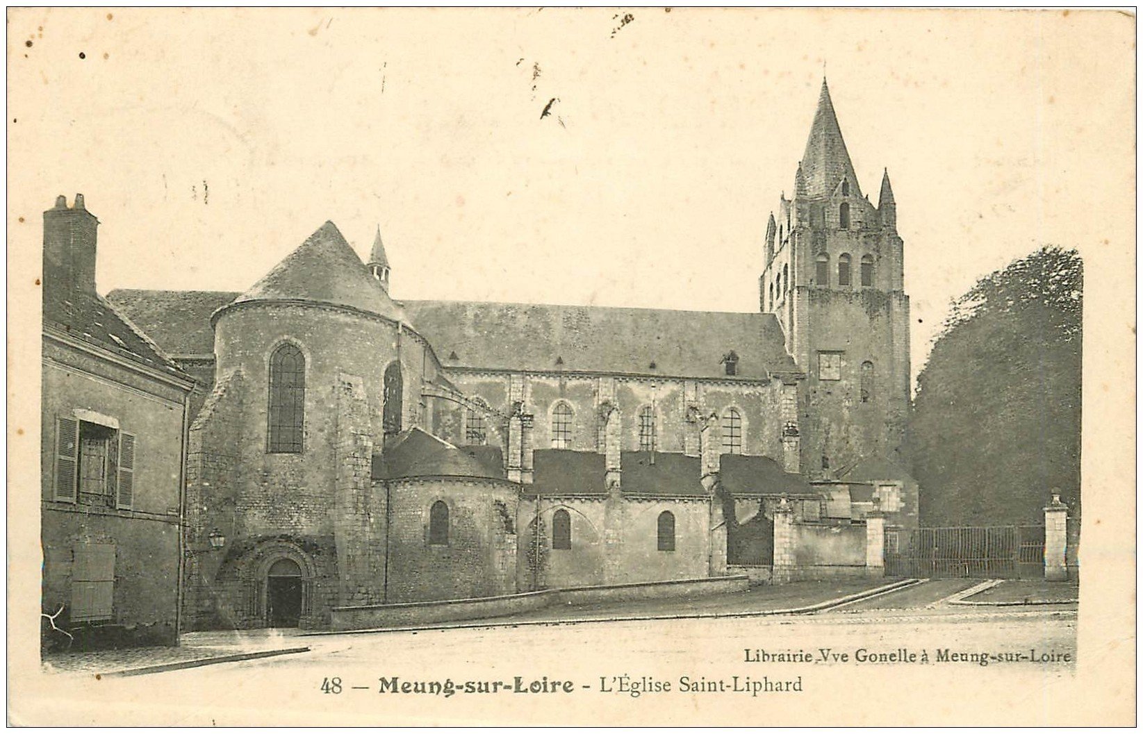 carte postale ancienne 45 MEUNG-SUR-LOIRE. Eglise Saint-Liphard 1908