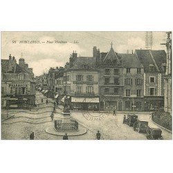 carte postale ancienne 45 MONTARGIS. Place Mirabeau 1924 Voitures Taxi et Fiacre