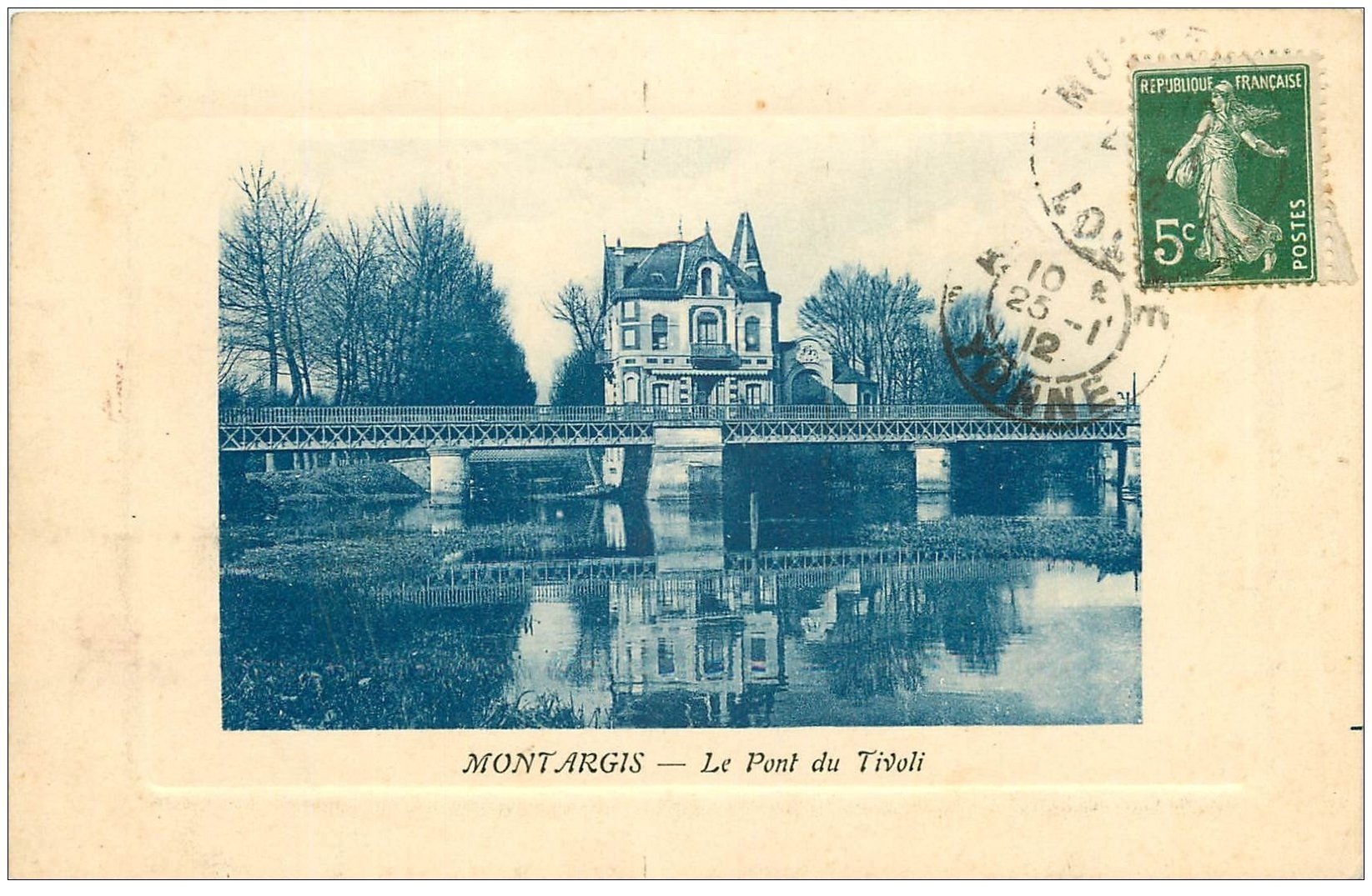 carte postale ancienne 45 MONTARGIS. Pont du Tivoli 1912