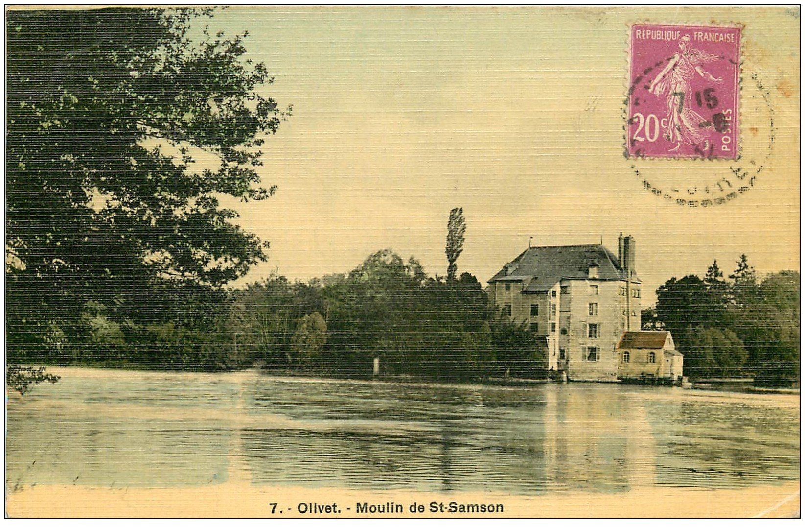carte postale ancienne 45 OLIVET. Moulin de Saint-Samson. Carte toilée 1932
