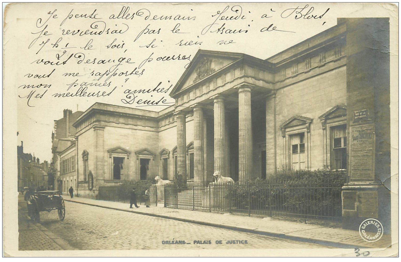carte postale ancienne 45 ORLEANS: Palais de Justice. Carte Photo 1905