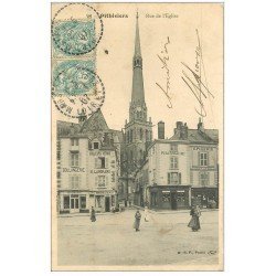 carte postale ancienne 45 PITHIVIERS. Rue de l'Eglise 1907 Commerces