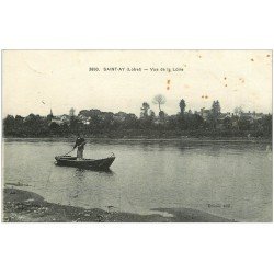 carte postale ancienne 45 SAINT-AY. Passeur en barque sur la Loire