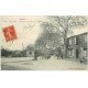 carte postale ancienne 11 BELVEZE. Rond-Point des Trois-Avenues 1908. Boulangerie et Tabac