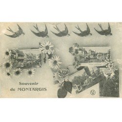 carte postale ancienne 45 MONTARGIS. Multivues et Hirondelles