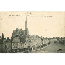 carte postale ancienne 45 PITHIVIERS. Cathédrale Place du Martroi 1916
