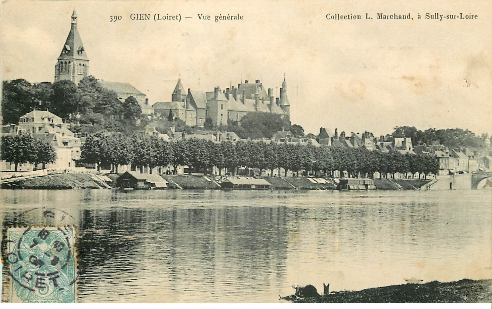 carte postale ancienne 45 GIEN. Vue générale 1906