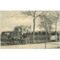 carte postale ancienne 11 BRAM. Couvent de Prouille. attelage 1906