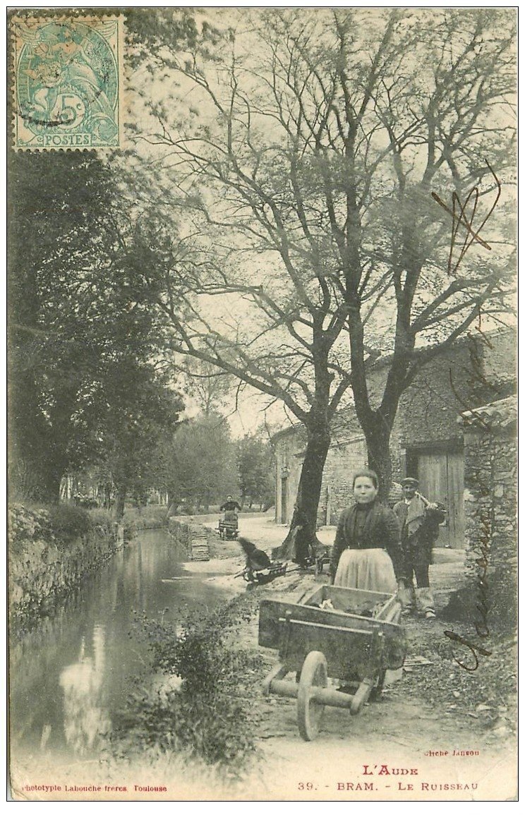 11 BRAM. Le Ruisseau 1905. Lavandière avec brouette
