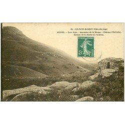 64 ASCAIN. Cabane de la Chasse au Vautour 1908. Carte Photo émaillographie. Plateau d'Ihi-Zelay