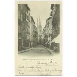 carte postale ancienne 64 BAYONNE. 1900 Rue du Pont Neuf. Timbre 1900