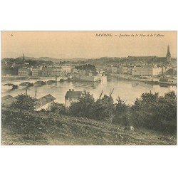 carte postale ancienne 64 BAYONNE. Jonction Nive et Adour