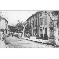 carte postale ancienne 11 CAPENDU. Avenue de la République. Coiffeur, Boucherie et Tabac