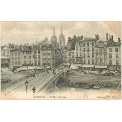 carte postale ancienne 64 BAYONNE. Pont Marengo 1905. Pli coin droit