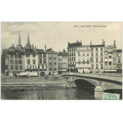 carte postale ancienne 64 BAYONNE. Pont Marengo 1906 Café Laval