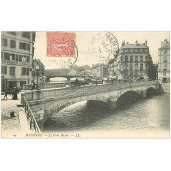 carte postale ancienne 64 BAYONNE. Pont Mayou et Bains Douches 1908