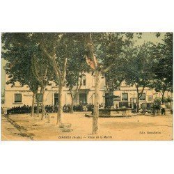 carte postale ancienne 11 CAPENDU. Ecoles Place de la Mairie. Superbe Carte toilée 1908