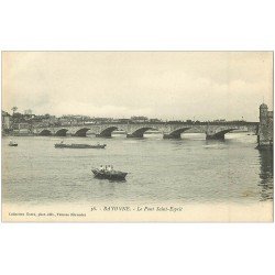 carte postale ancienne 64 BAYONNE. Pont Saint-Esprit avec Pêcheurs