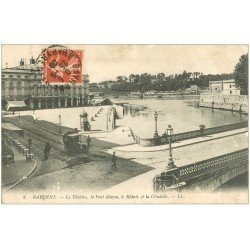 carte postale ancienne 64 BAYONNE. Théâtre, Pont Mayou et Réduit Citadelle 1908