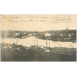 carte postale ancienne 64 BAYONNE. Vue générale 1903. Carte molle aux coins