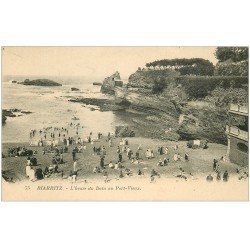 carte postale ancienne 64 BIARRITZ. Bains au Port-Vieux 1927