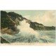 carte postale ancienne 64 BIARRITZ. Côte des Basque par Gros Temps 1907