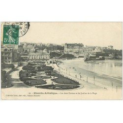 carte postale ancienne 64 BIARRITZ. Deux Casinos et Jardins 1908