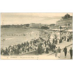 carte postale ancienne 64 BIARRITZ. La Plage 1907 animée