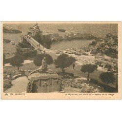 carte postale ancienne 64 BIARRITZ. Monument aux Morts et Rocher Vierge 1936