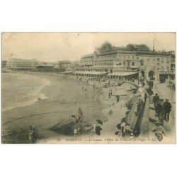 carte postale ancienne 64 BIARRITZ. Plage. Casino et Hôtel du Palais 1915 n°33